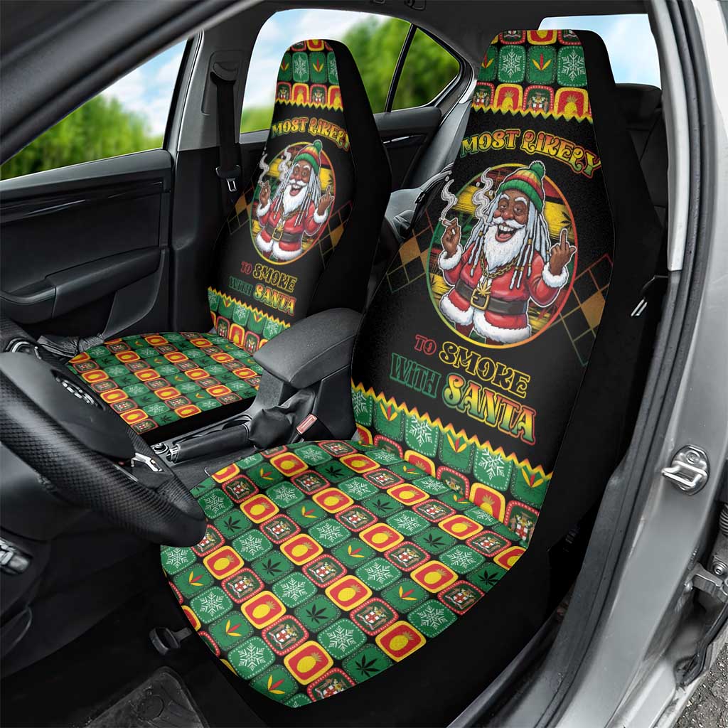 Afro-Jamaicans Christmas Car Seat Cover Most Likely To Smoke With Santa - African Pride