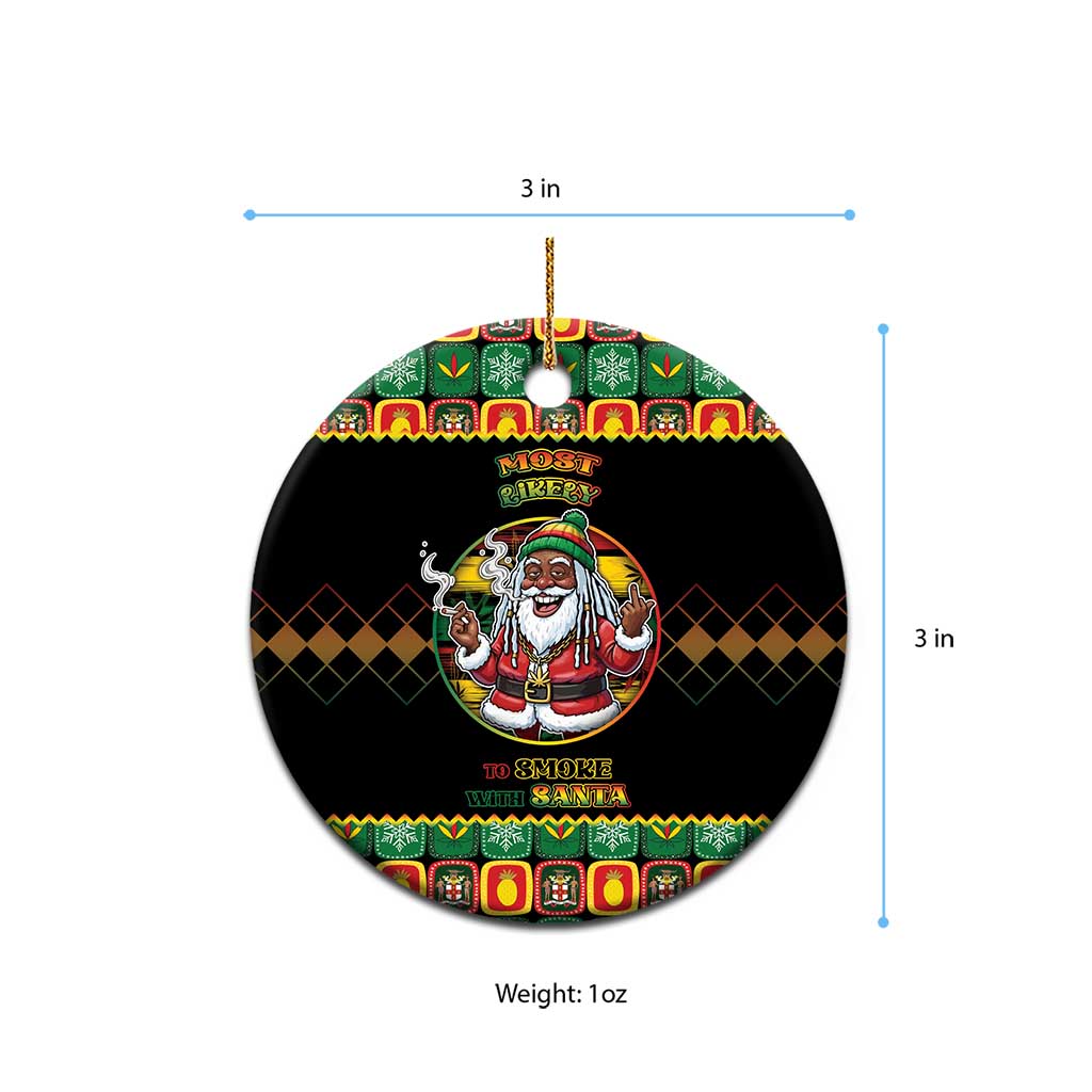 Afro-Jamaicans Christmas Ceramic Ornament Most Likely To Smoke With Santa - African Pride
