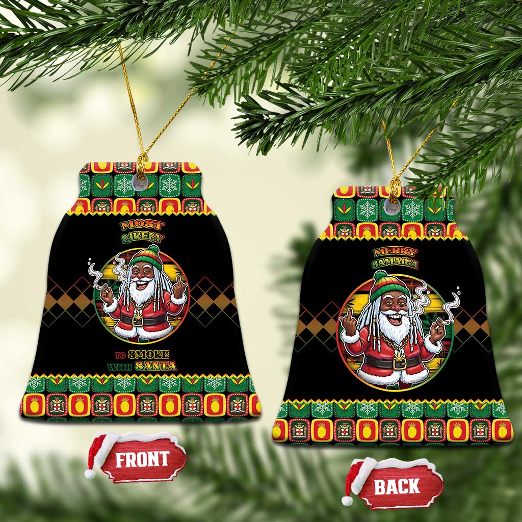 Afro-Jamaicans Christmas Ceramic Ornament Most Likely To Smoke With Santa - African Pride