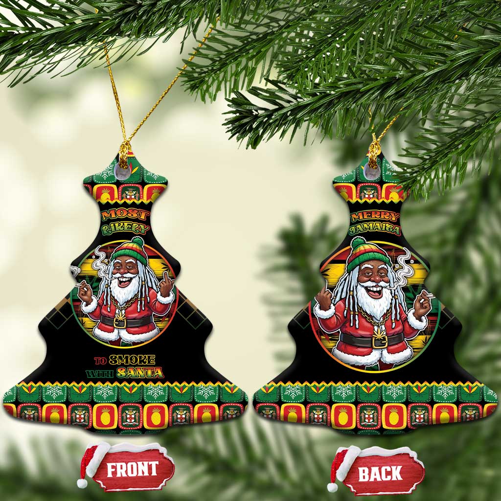 Afro-Jamaicans Christmas Ceramic Ornament Most Likely To Smoke With Santa - African Pride