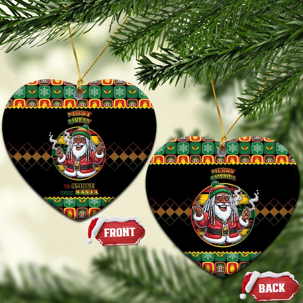 Afro-Jamaicans Christmas Ceramic Ornament Most Likely To Smoke With Santa - African Pride