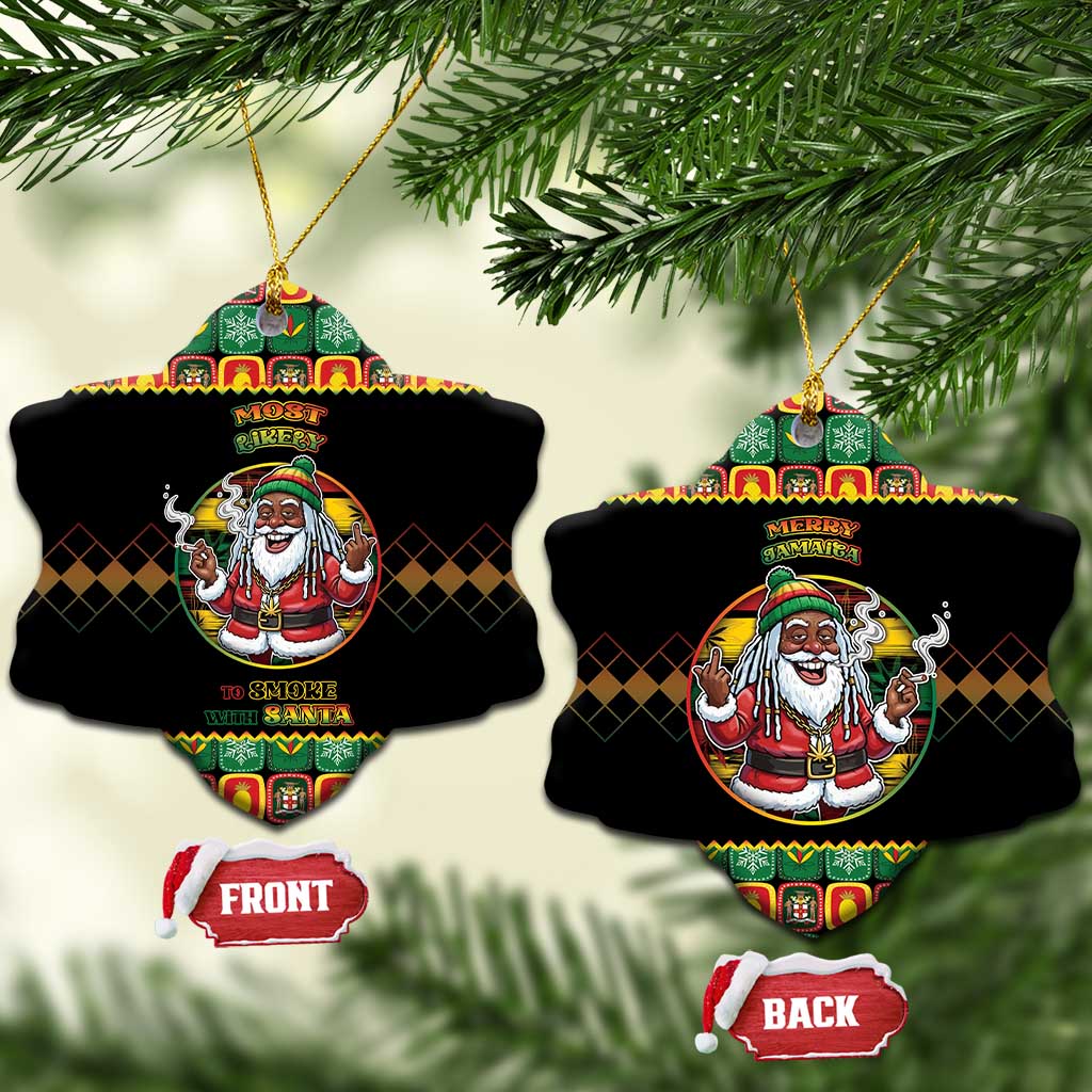 Afro-Jamaicans Christmas Ceramic Ornament Most Likely To Smoke With Santa - African Pride