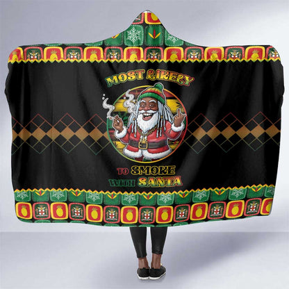 Afro-Jamaicans Christmas Hooded Blanket Most Likely To Smoke With Santa - African Pride