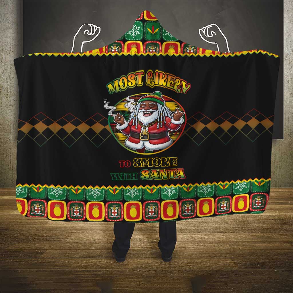 Afro-Jamaicans Christmas Hooded Blanket Most Likely To Smoke With Santa - African Pride