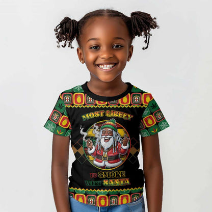 Afro-Jamaicans Christmas Kid T shirt Most Likely To Smoke With Santa DT05