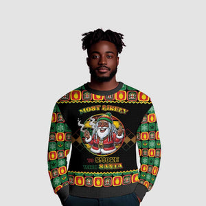Afro-Jamaicans Christmas Ugly Christmas Sweater Most Likely To Smoke With Santa - African Pride