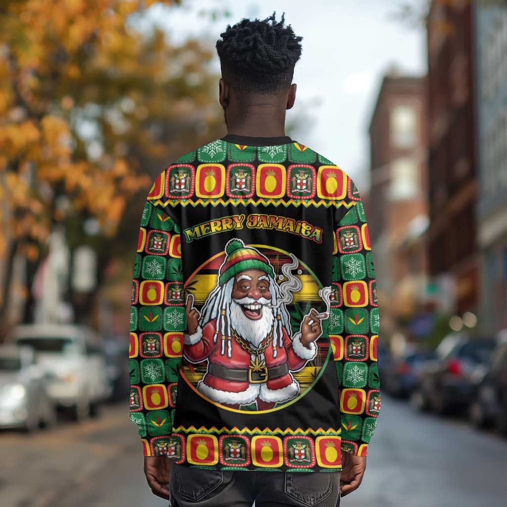 Afro-Jamaicans Christmas Long Sleeve Shirt Most Likely To Smoke With Santa - African Pride