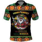 Afro-Jamaicans Christmas Polo Shirt Most Likely To Smoke With Santa DT05