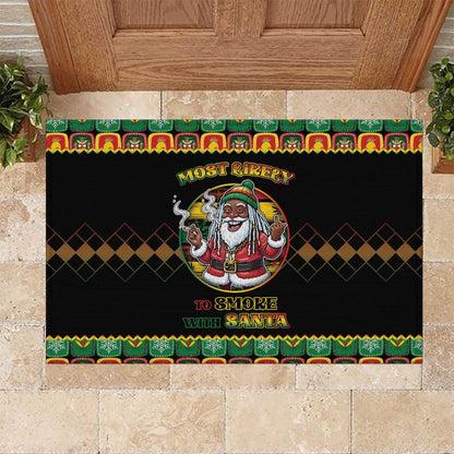 Afro-Jamaicans Christmas Rubber Doormat Most Likely To Smoke With Santa - African Pride