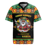 Afro-Jamaicans Christmas Rugby Jersey Most Likely To Smoke With Santa DT05