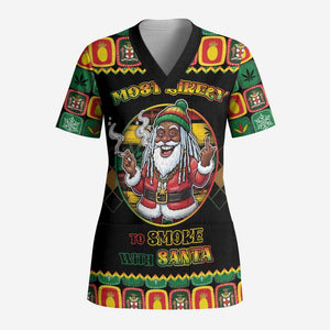Afro-Jamaicans Christmas Scrub Top Most Likely To Smoke With Santa - African Pride