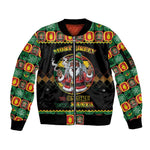 Afro-Jamaicans Christmas Sleeve Zip Bomber Jacket Most Likely To Smoke With Santa - African Pride