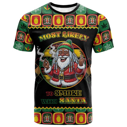 Afro-Jamaicans Christmas T shirt Most Likely To Smoke With Santa DT05