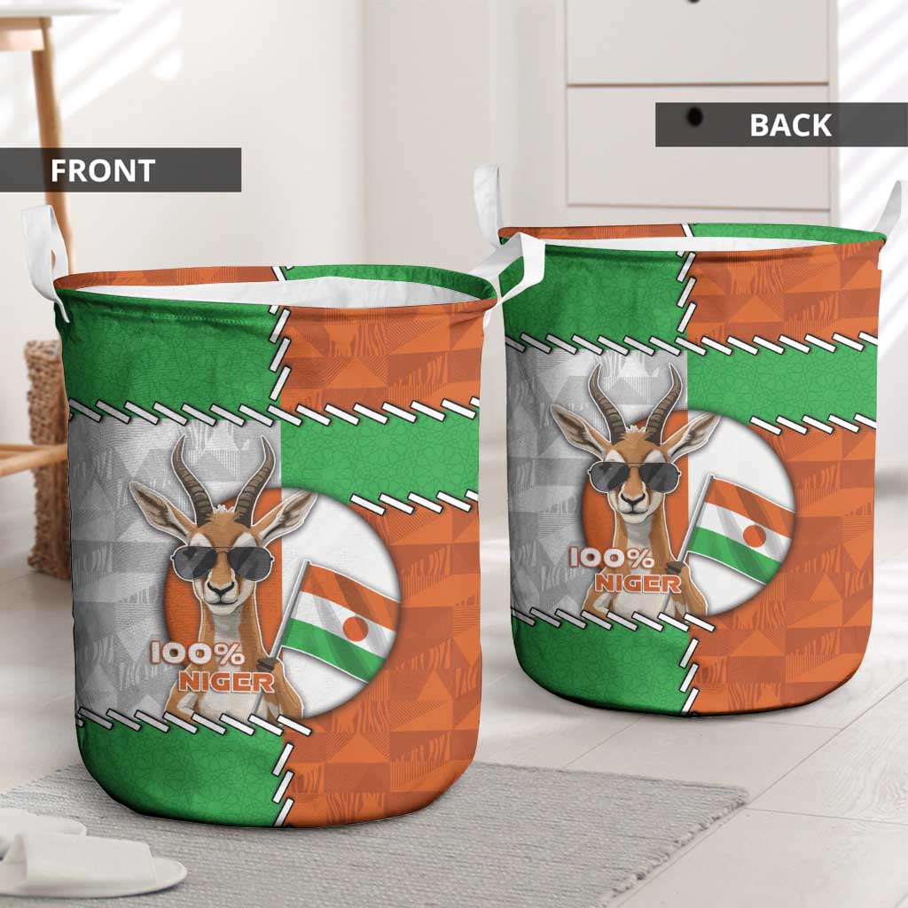 Niger Laundry Basket Dama Gazelle Waving Flag Funny Style