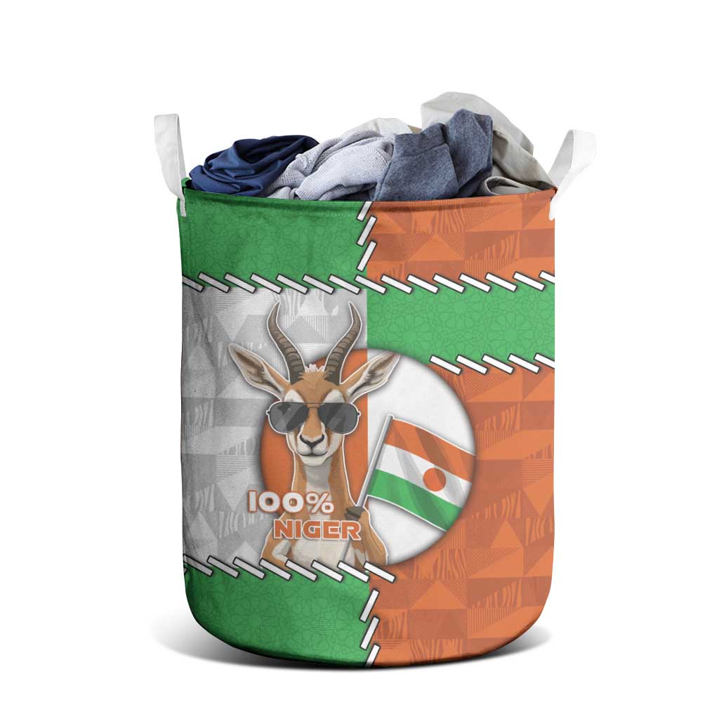 Niger Laundry Basket Dama Gazelle Waving Flag Funny Style