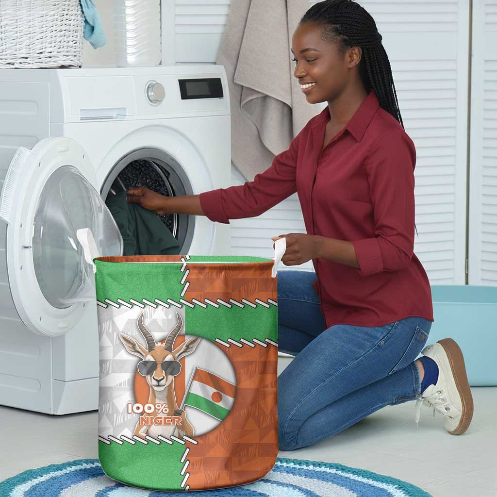 Niger Laundry Basket Dama Gazelle Waving Flag Funny Style