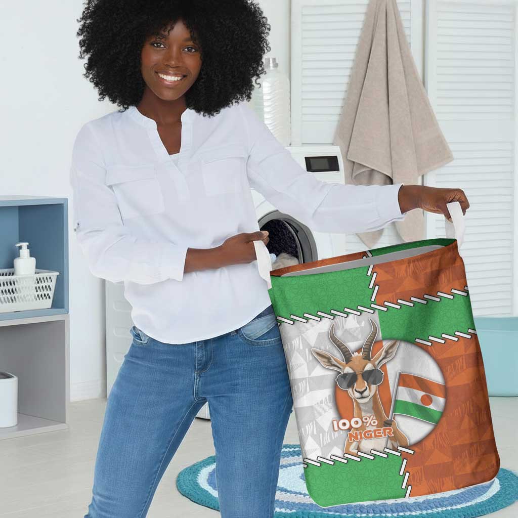 Niger Laundry Basket Dama Gazelle Waving Flag Funny Style