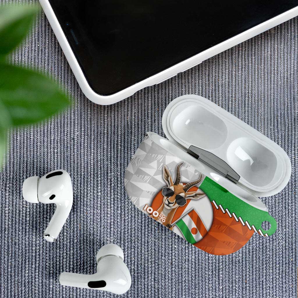 Niger AirPods Case Dama Gazelle Waving Flag Funny Style