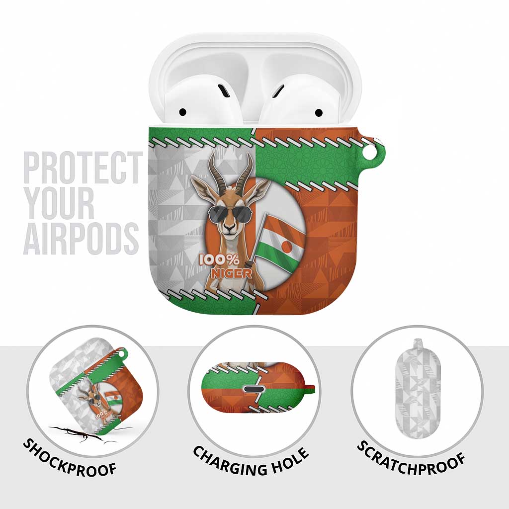 Niger AirPods Case Dama Gazelle Waving Flag Funny Style