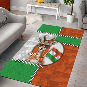 Niger Area Rug Dama Gazelle Waving Flag Funny Style