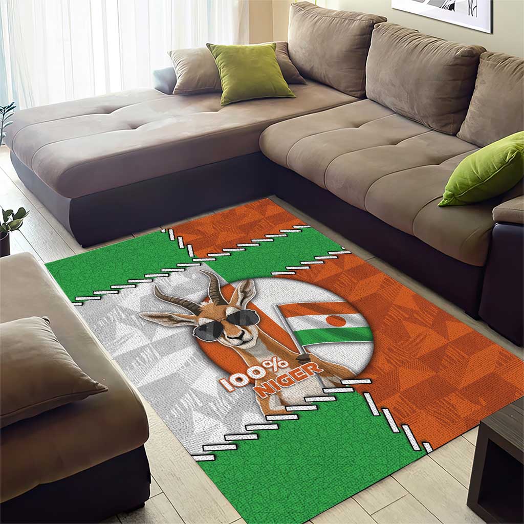Niger Area Rug Dama Gazelle Waving Flag Funny Style