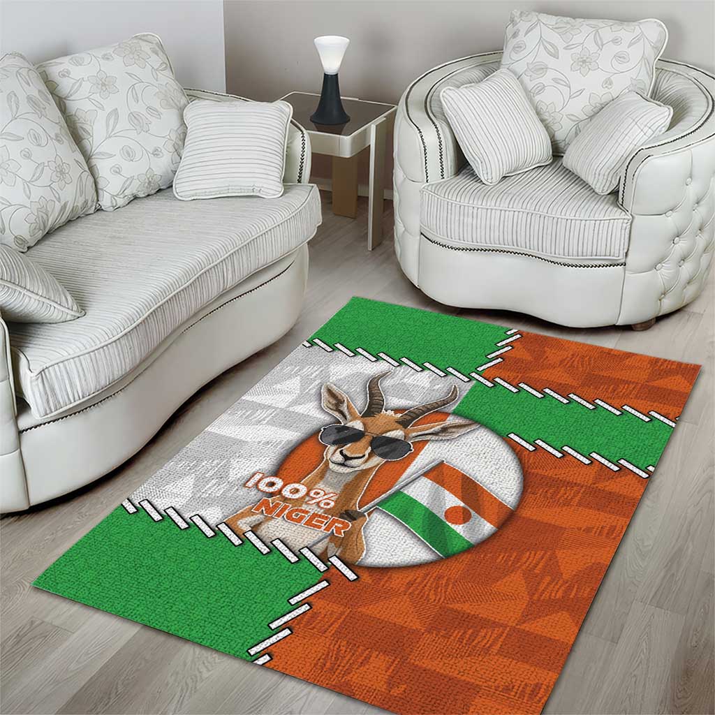 Niger Area Rug Dama Gazelle Waving Flag Funny Style