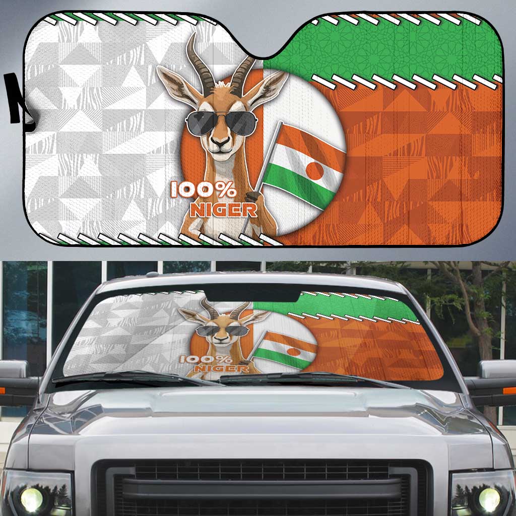 Niger Auto Sun Shade Dama Gazelle Waving Flag Funny Style
