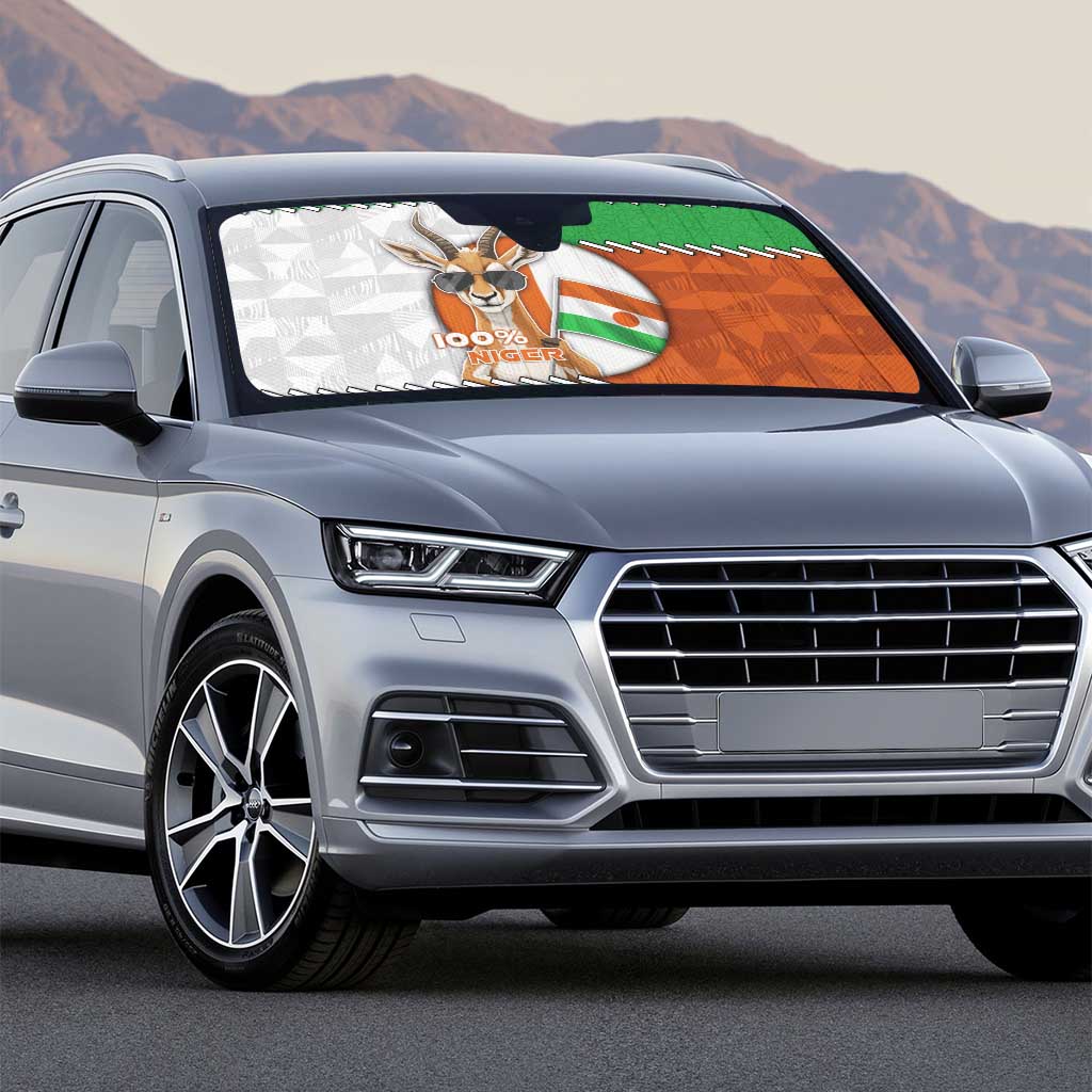 Niger Auto Sun Shade Dama Gazelle Waving Flag Funny Style
