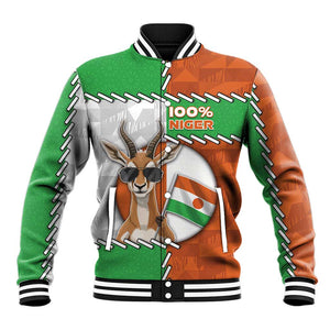 Personalized Niger Baseball Jacket Dama Gazelle Waving Flag Funny Style