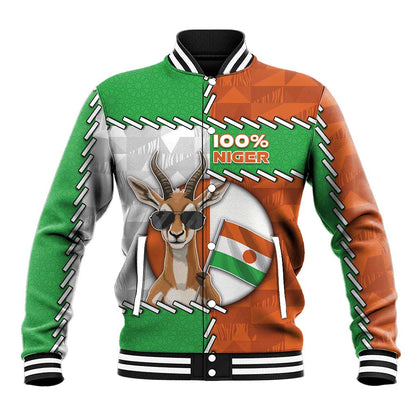 Personalized Niger Baseball Jacket Dama Gazelle Waving Flag Funny Style