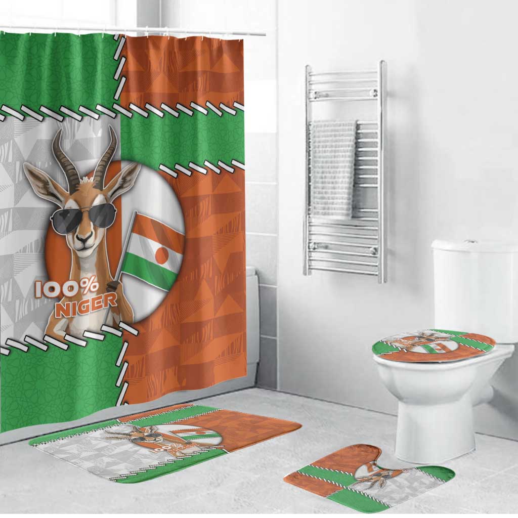 Niger Bathroom Set Dama Gazelle Waving Flag Funny Style