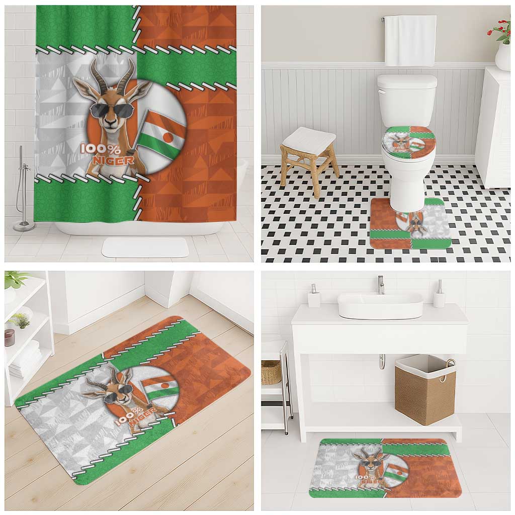 Niger Bathroom Set Dama Gazelle Waving Flag Funny Style