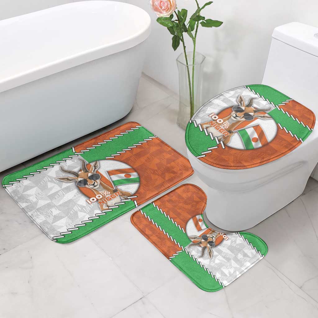 Niger Bathroom Set Dama Gazelle Waving Flag Funny Style