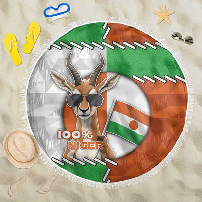 Niger Beach Blanket Dama Gazelle Waving Flag Funny Style