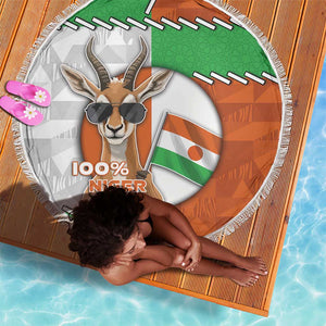 Niger Beach Blanket Dama Gazelle Waving Flag Funny Style