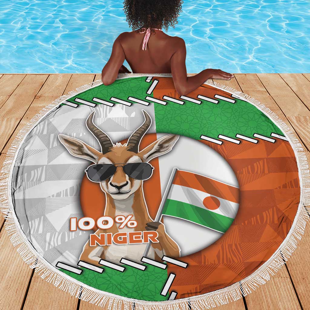 Niger Beach Blanket Dama Gazelle Waving Flag Funny Style