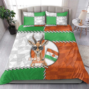 Niger Bedding Set Dama Gazelle Waving Flag Funny Style