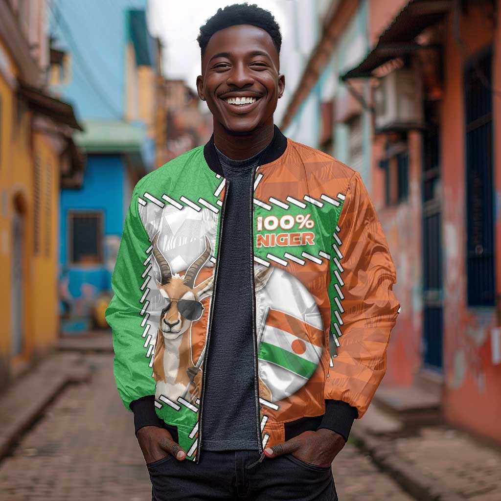 Personalized Niger Bomber Jacket Dama Gazelle Waving Flag Funny Style