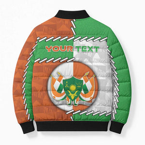 Personalized Niger Bomber Puffer Jacket Dama Gazelle Waving Flag Funny Style