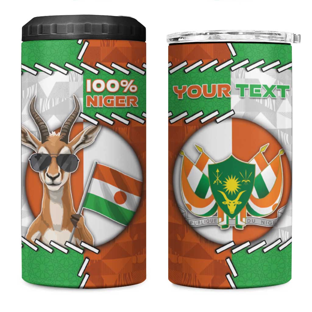 Personalized Niger 4 in 1 Can Cooler Tumbler Dama Gazelle Waving Flag Funny Style