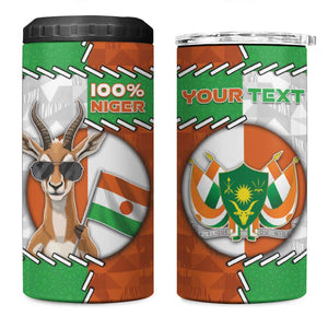 Personalized Niger 4 in 1 Can Cooler Tumbler Dama Gazelle Waving Flag Funny Style