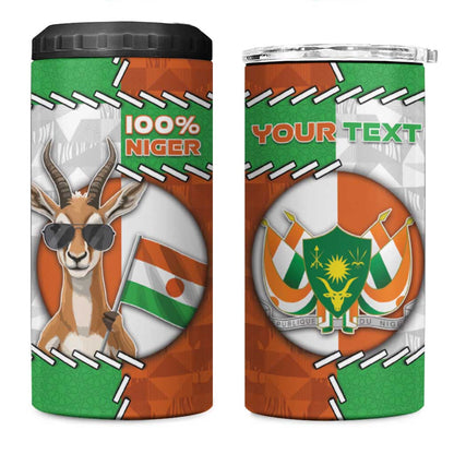 Personalized Niger 4 in 1 Can Cooler Tumbler Dama Gazelle Waving Flag Funny Style