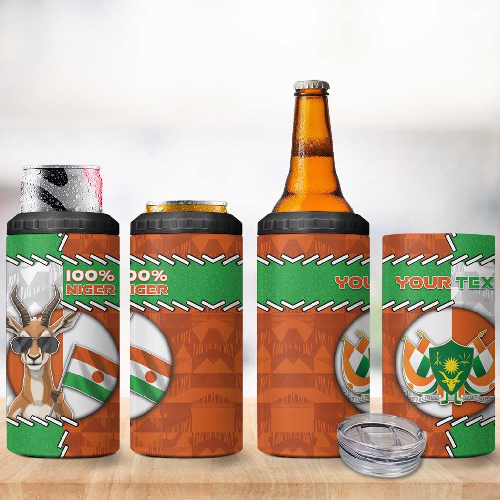 Personalized Niger 4 in 1 Can Cooler Tumbler Dama Gazelle Waving Flag Funny Style