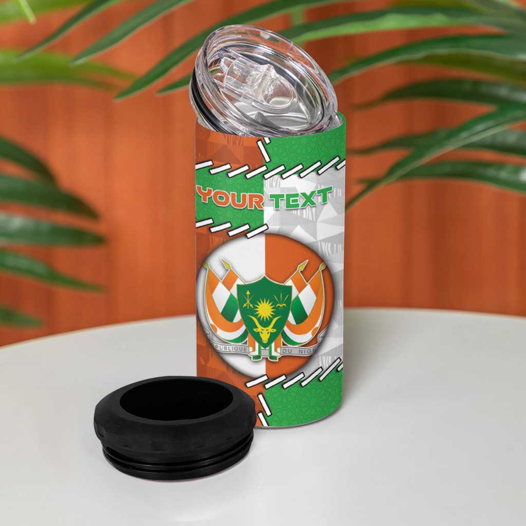 Personalized Niger 4 in 1 Can Cooler Tumbler Dama Gazelle Waving Flag Funny Style