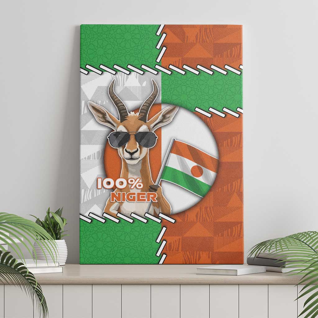 Niger Canvas Wall Art Dama Gazelle Waving Flag Funny Style