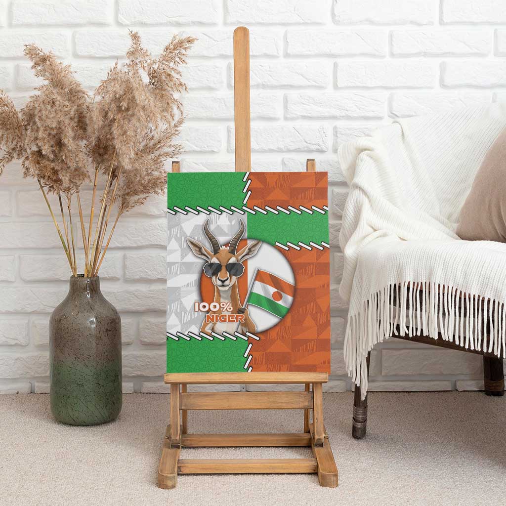 Niger Canvas Wall Art Dama Gazelle Waving Flag Funny Style