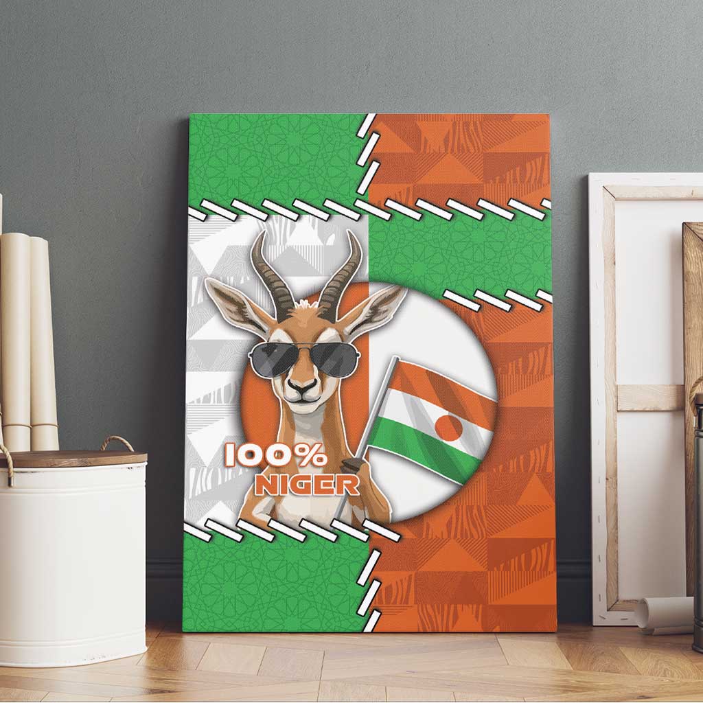 Niger Canvas Wall Art Dama Gazelle Waving Flag Funny Style