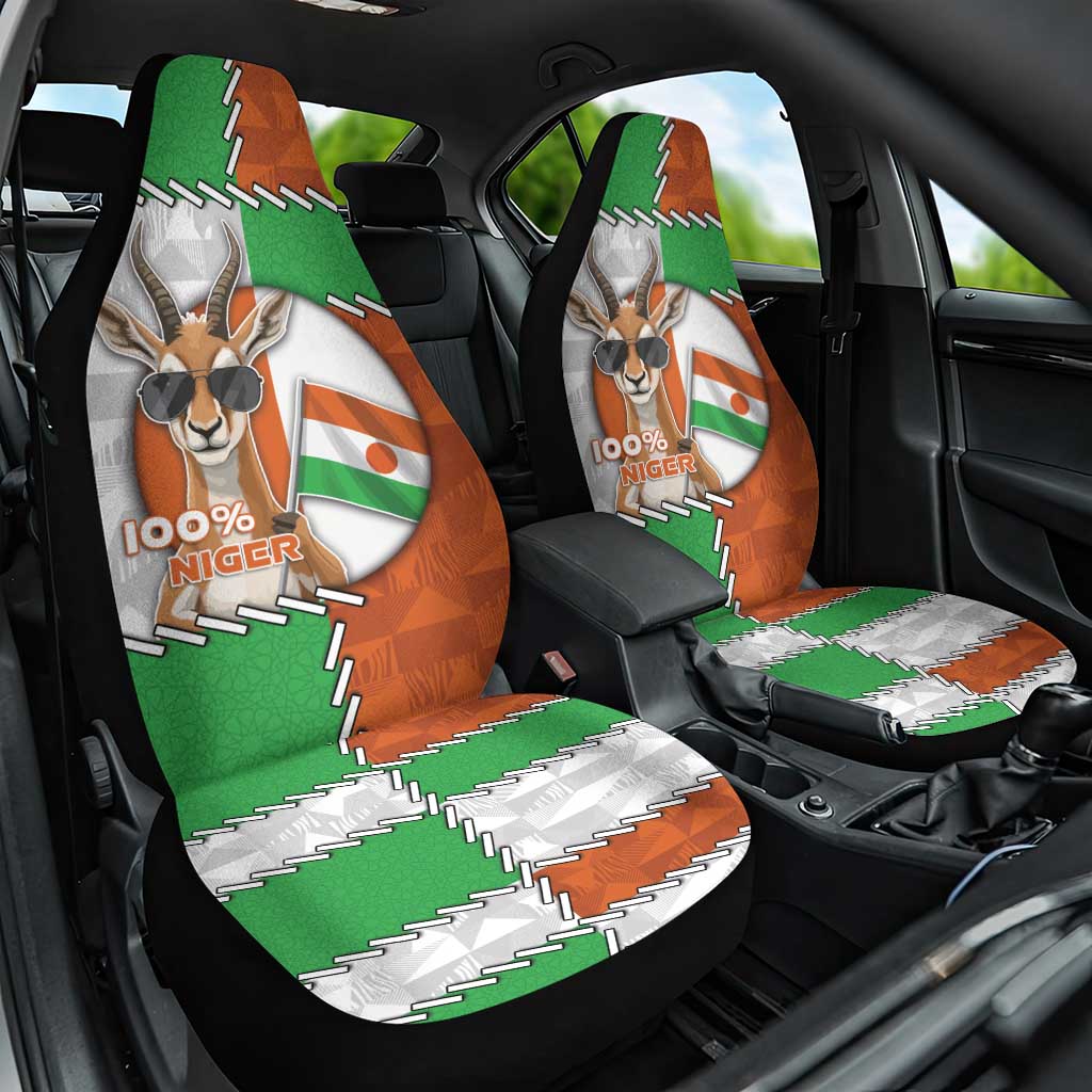 Niger Car Seat Cover Dama Gazelle Waving Flag Funny Style
