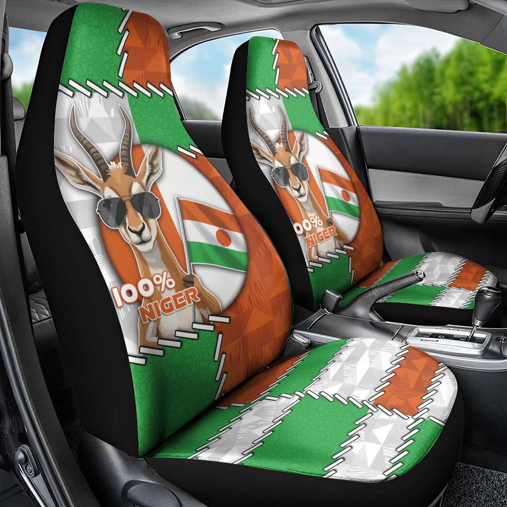 Niger Car Seat Cover Dama Gazelle Waving Flag Funny Style