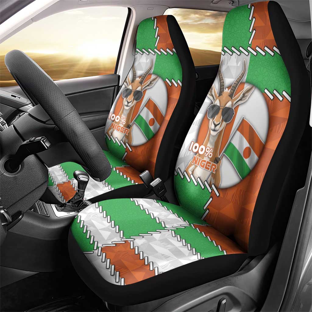 Niger Car Seat Cover Dama Gazelle Waving Flag Funny Style